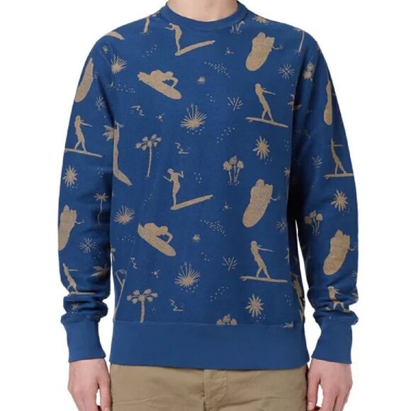 Y2K Barbour Of South‎ Shield Mens Surf Shirt Blue Sweatshirt Long Sleeve Size S